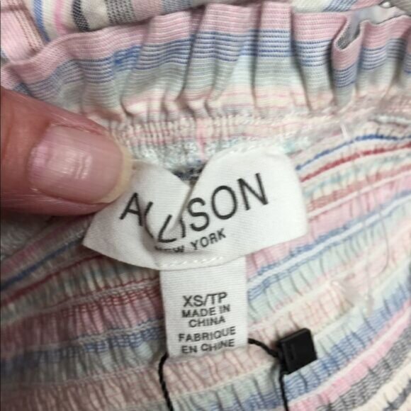 NWT Allison New York Smocked stripe Dress Sz XS - Picture 12 of 13
